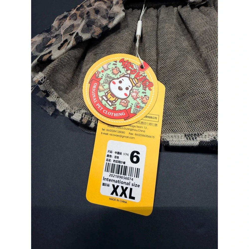 Nicovaer Leopard Print Pet Dress XXL Collared Tulle Skirt Dog Clothes New